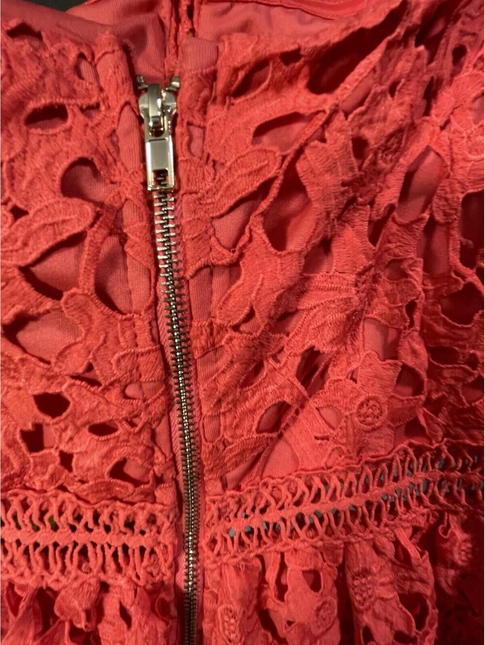 Romeo + Juliet Couture Coral Lace Strapless Dress Medium Juniors Boho Cocktail - Picture 2 of 7
